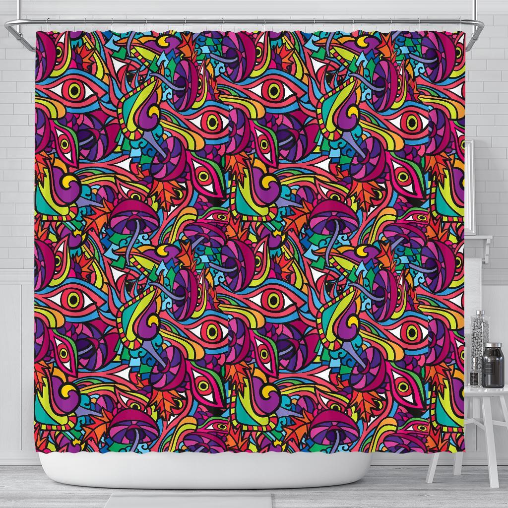 Trippy Print Pattern Bathroom Shower Curtain-grizzshop