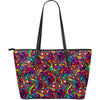 Trippy Print Pattern Leather Tote Bag-grizzshop