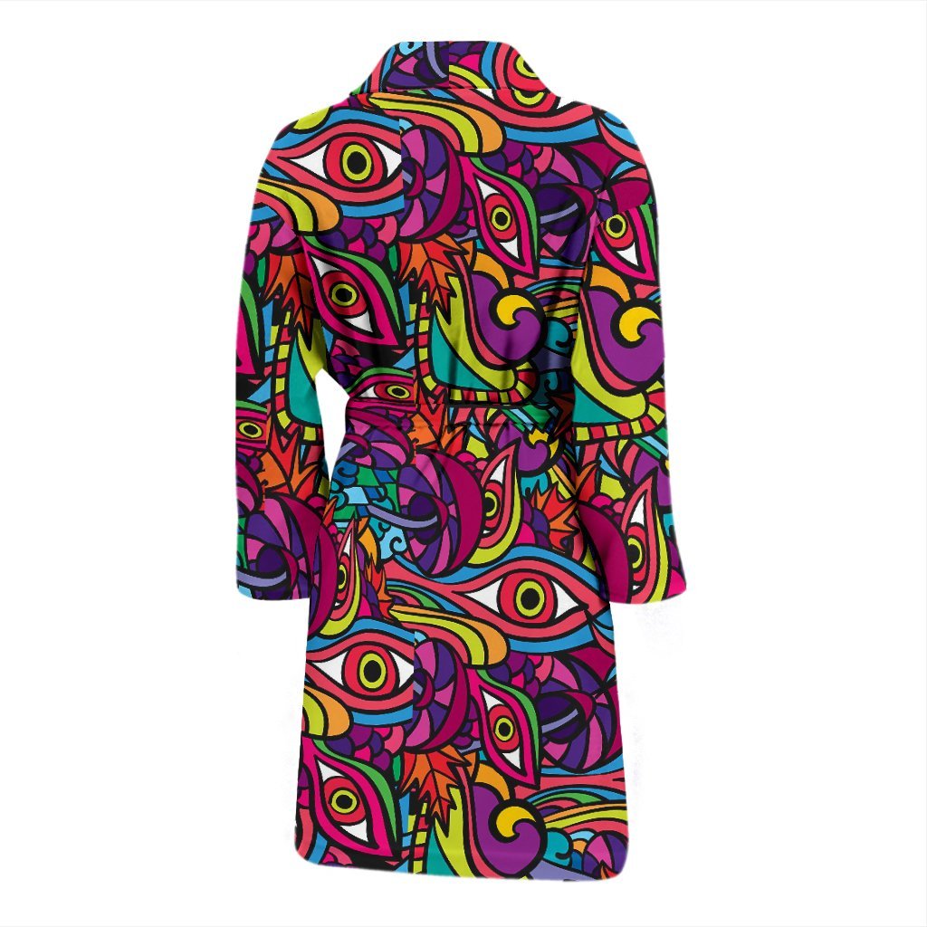Trippy Print Pattern Men Long Robe-grizzshop