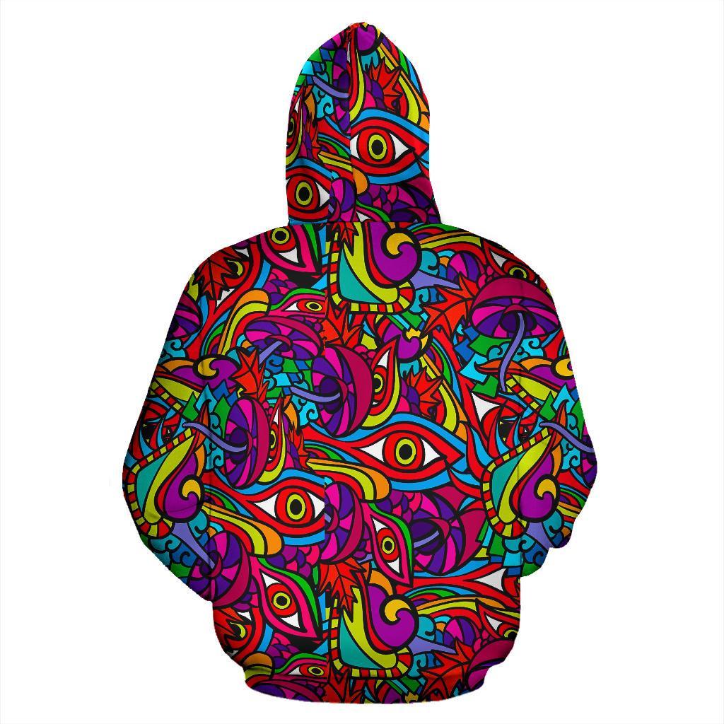 Trippy Print Pattern Men Women Pullover Hoodie-grizzshop