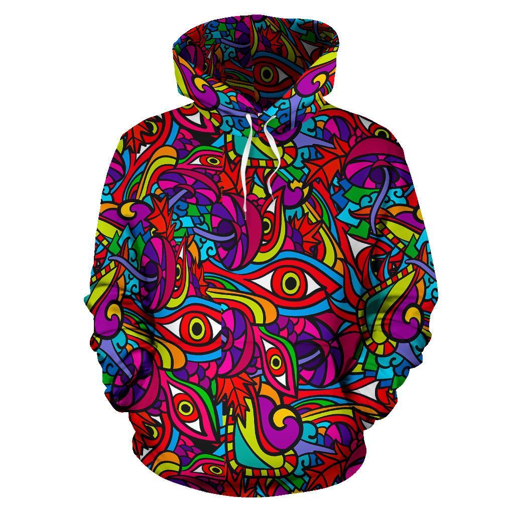 Trippy Print Pattern Men Women Pullover Hoodie-grizzshop