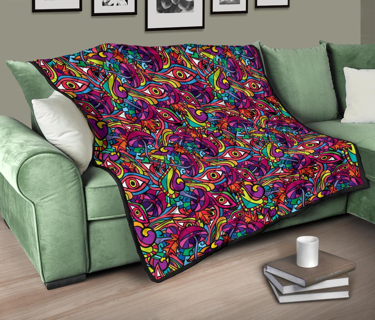 Trippy Print Pattern Quilt-grizzshop