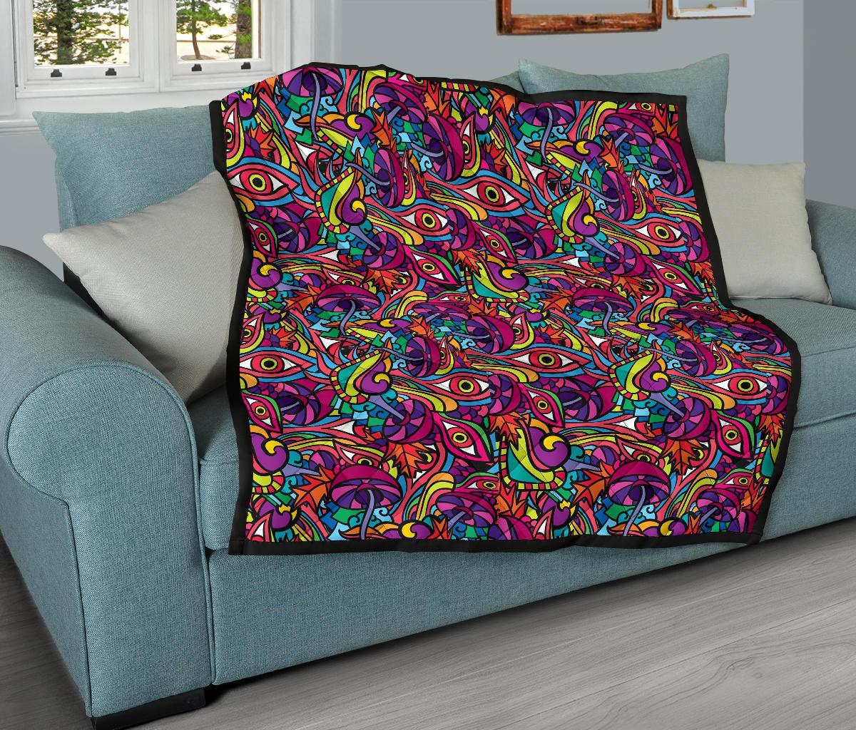 Trippy Print Pattern Quilt-grizzshop