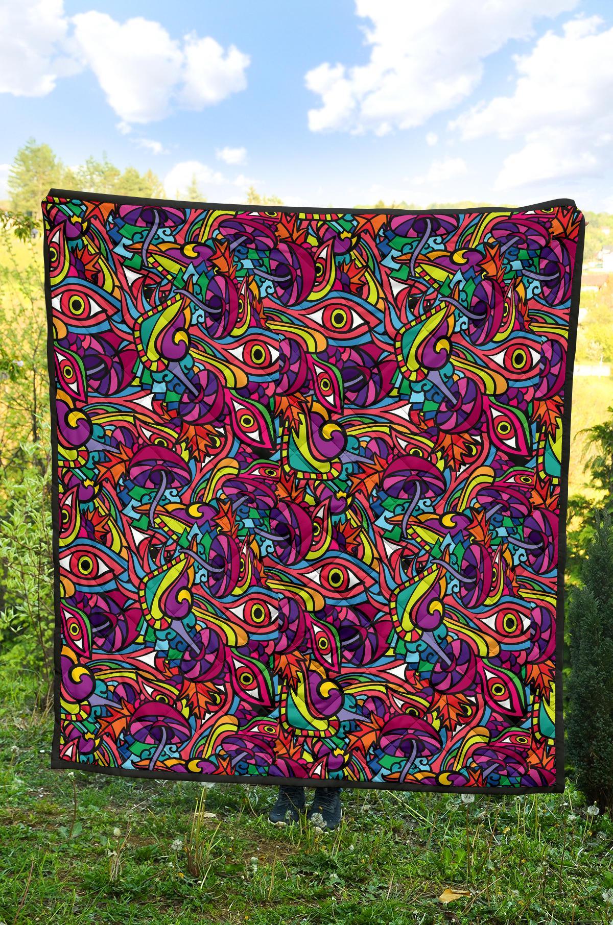 Trippy Print Pattern Quilt-grizzshop