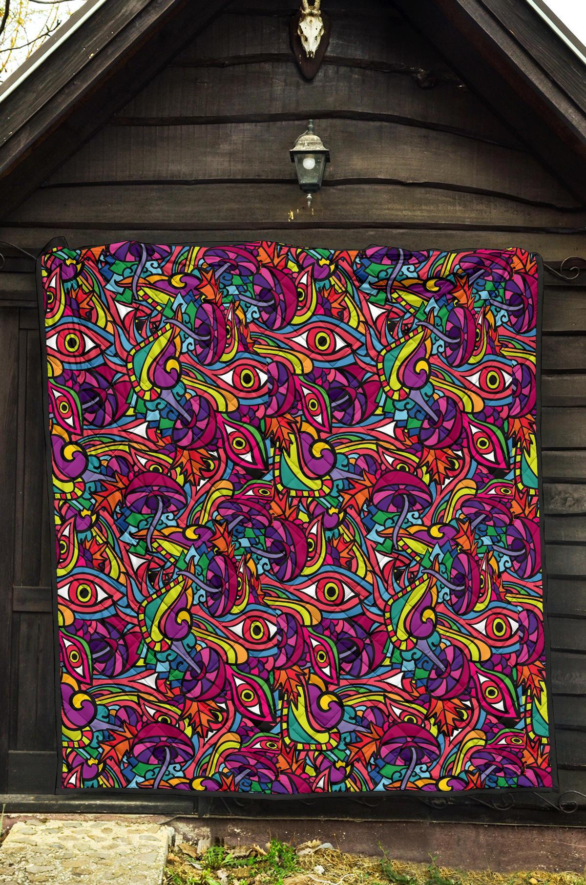 Trippy Print Pattern Quilt-grizzshop