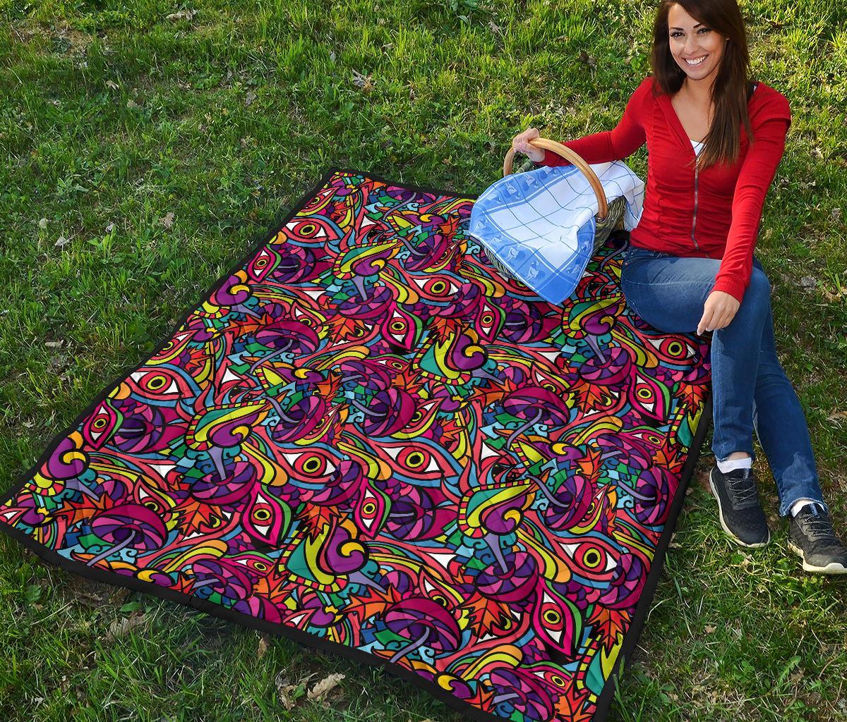 Trippy Print Pattern Quilt-grizzshop