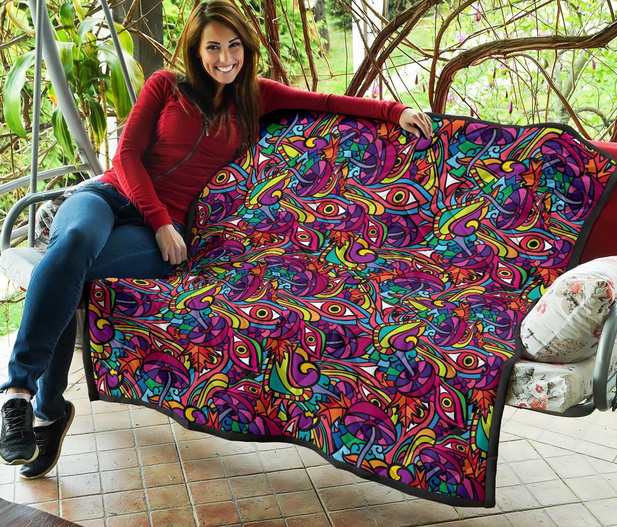 Trippy Print Pattern Quilt-grizzshop