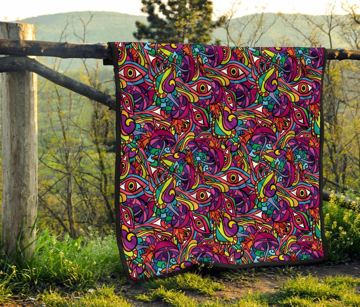 Trippy Print Pattern Quilt-grizzshop