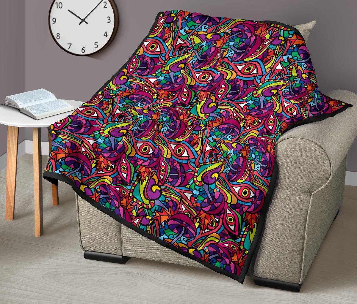 Trippy Print Pattern Quilt-grizzshop