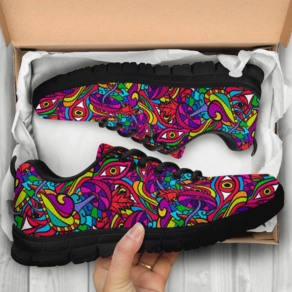 Trippy Print Pattern Sneaker Shoes For Men Women-grizzshop