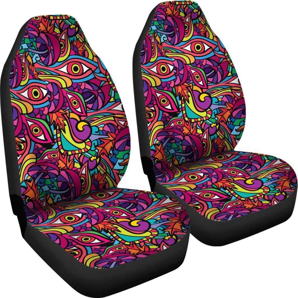 Trippy Print Pattern Universal Fit Car Seat Covers-grizzshop