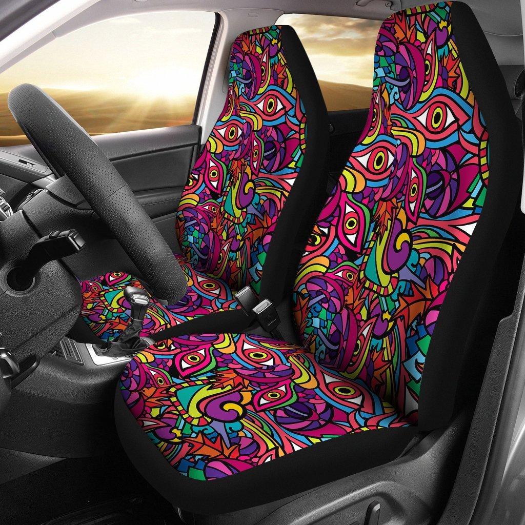 Trippy Print Pattern Universal Fit Car Seat Covers-grizzshop