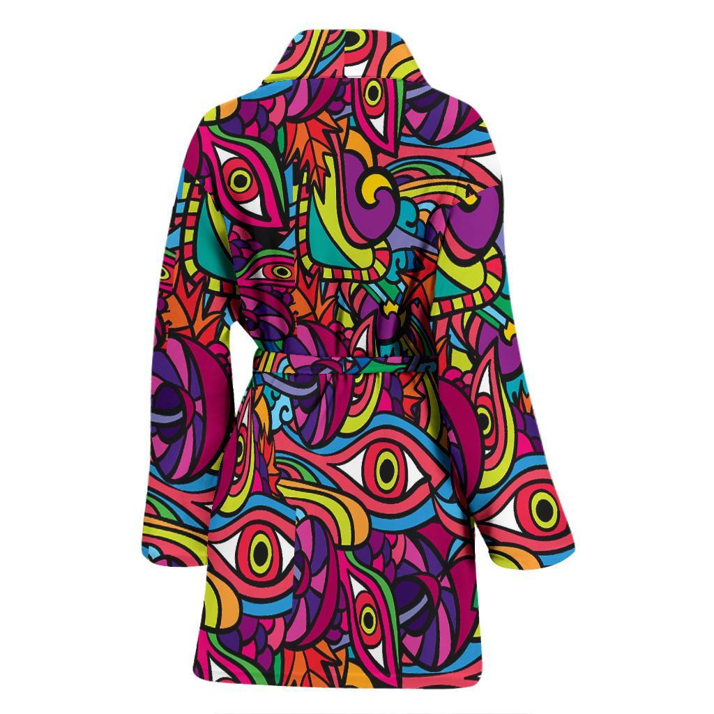 Trippy Print Pattern Women Long Robe-grizzshop