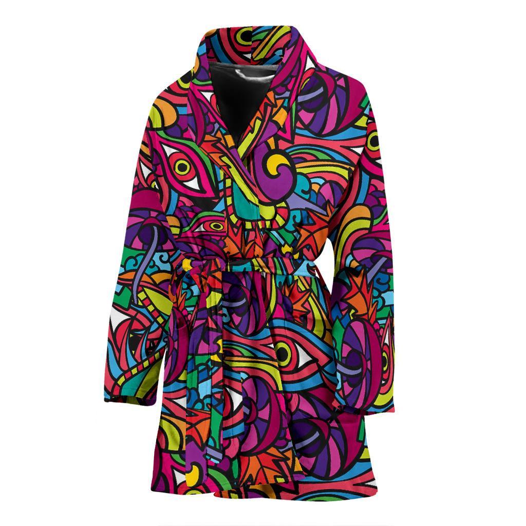 Trippy Print Pattern Women Long Robe-grizzshop