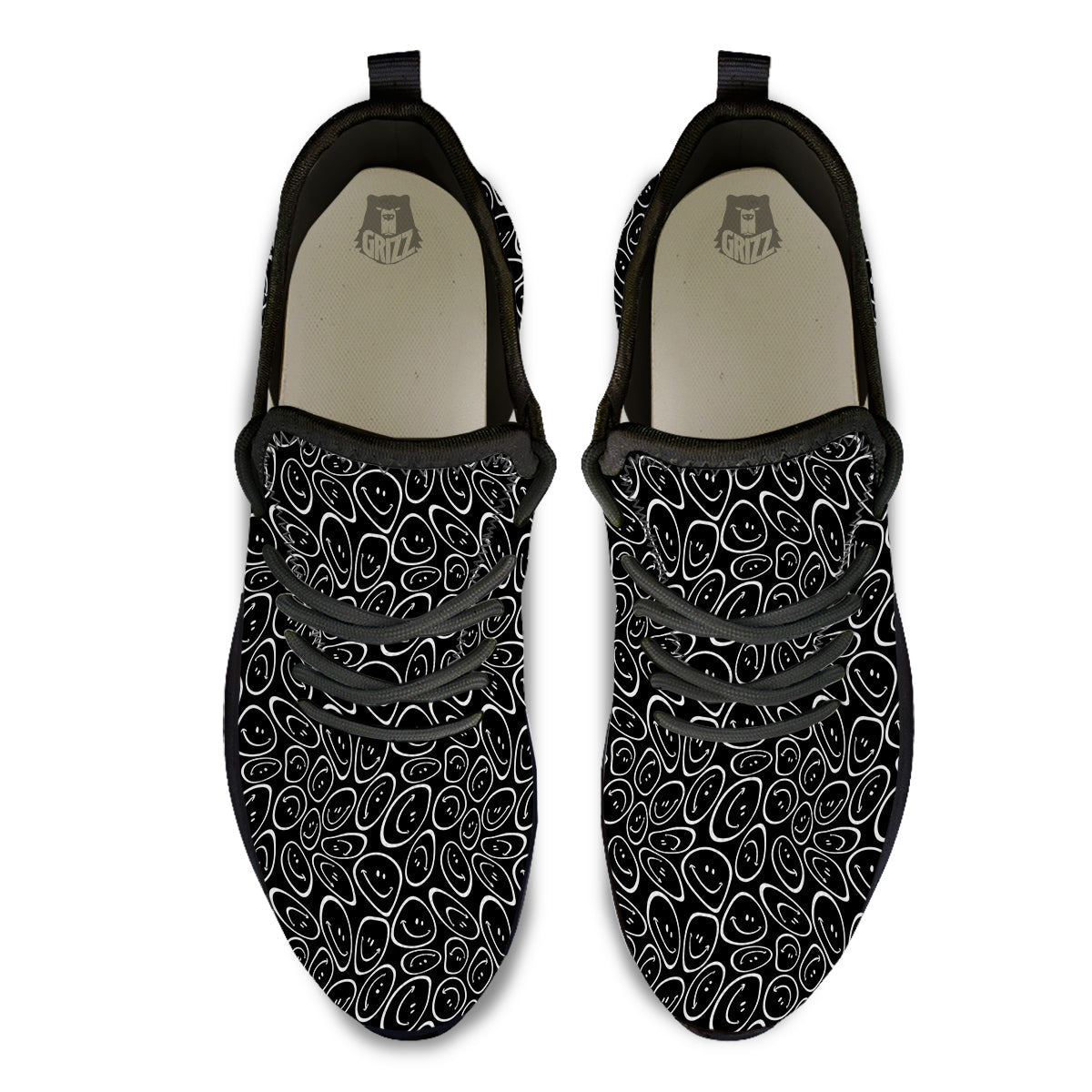 Trippy Psychedelic Dark Print Black Athletic Shoes-grizzshop