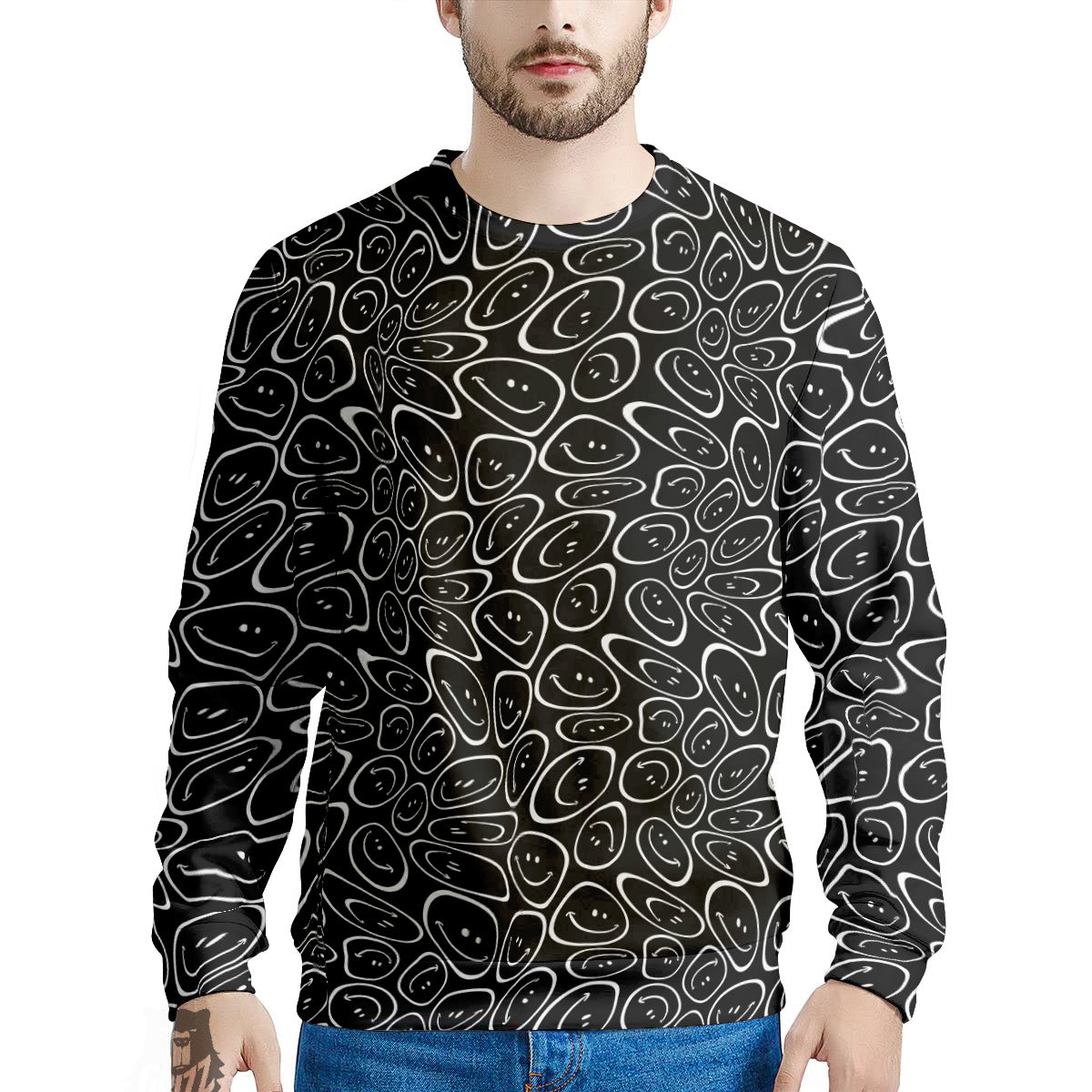 Trippy Psychedelic Dark Print Men's Sweatshirt-grizzshop