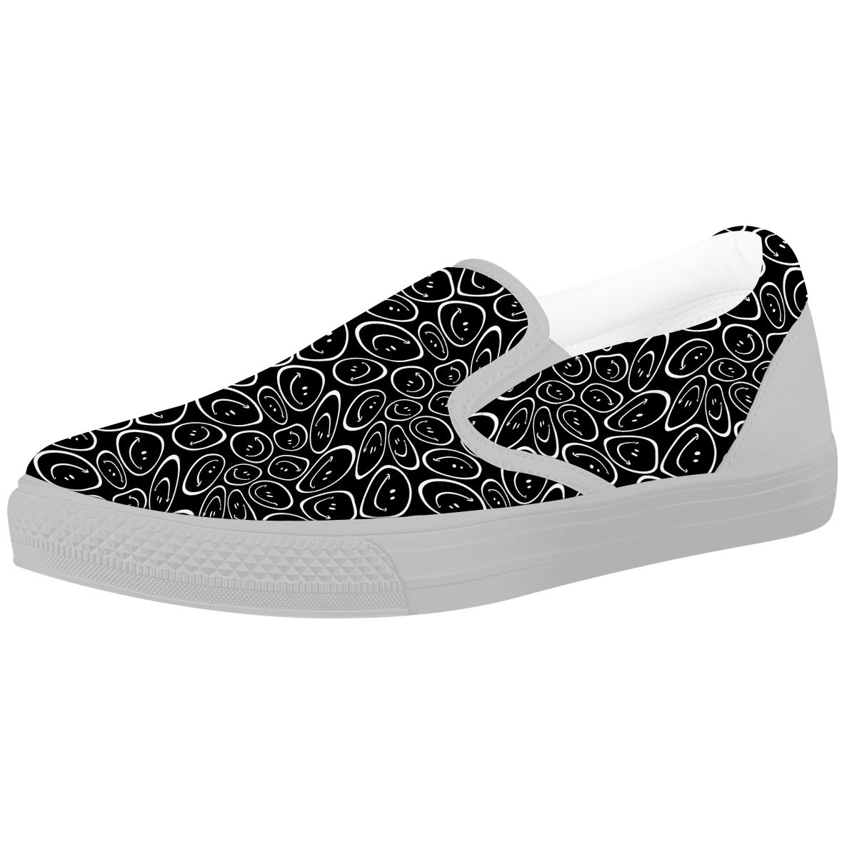 Trippy Psychedelic Dark Print White Slip On Shoes-grizzshop