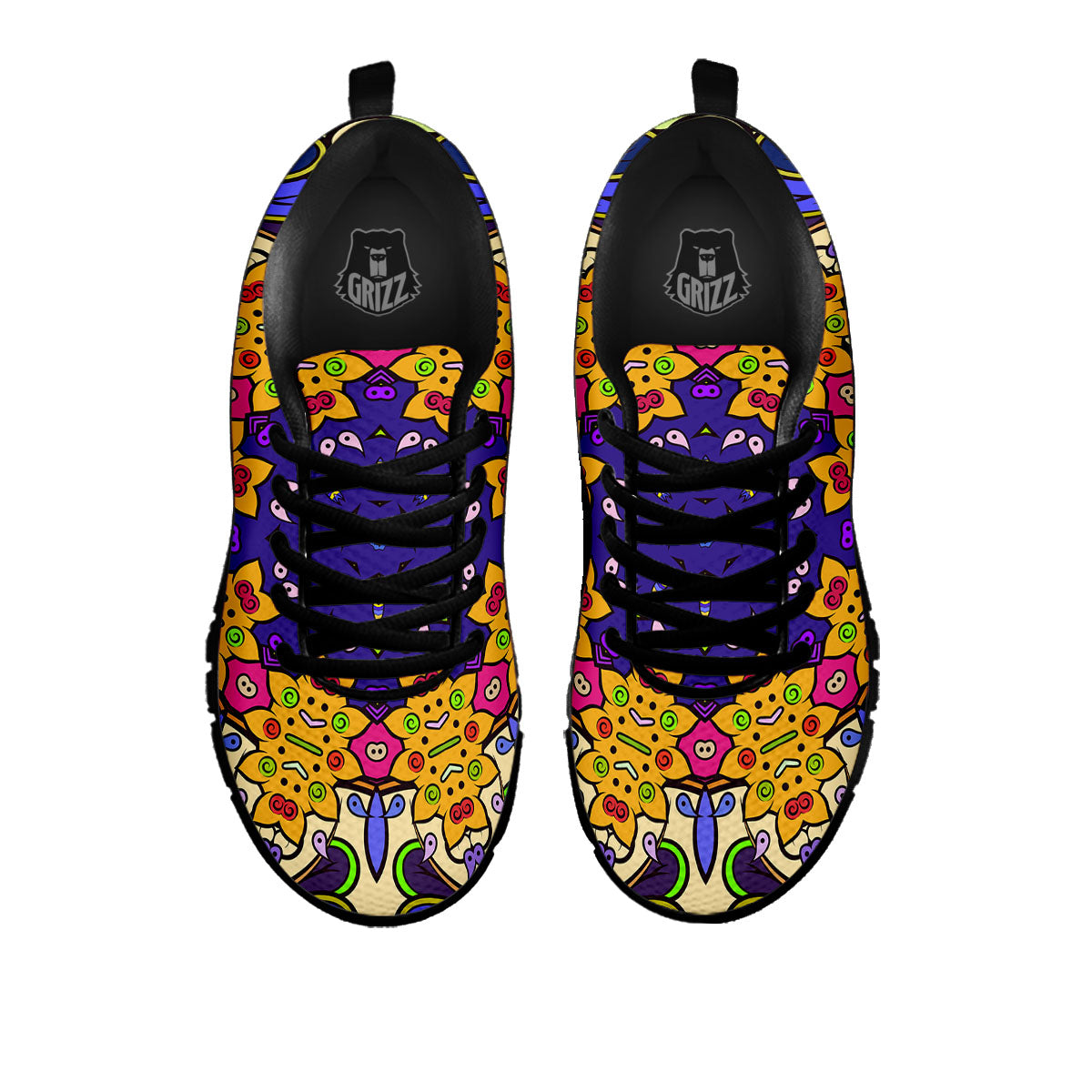 Trippy Psychedelic Ethnic Print Black Sneaker-grizzshop