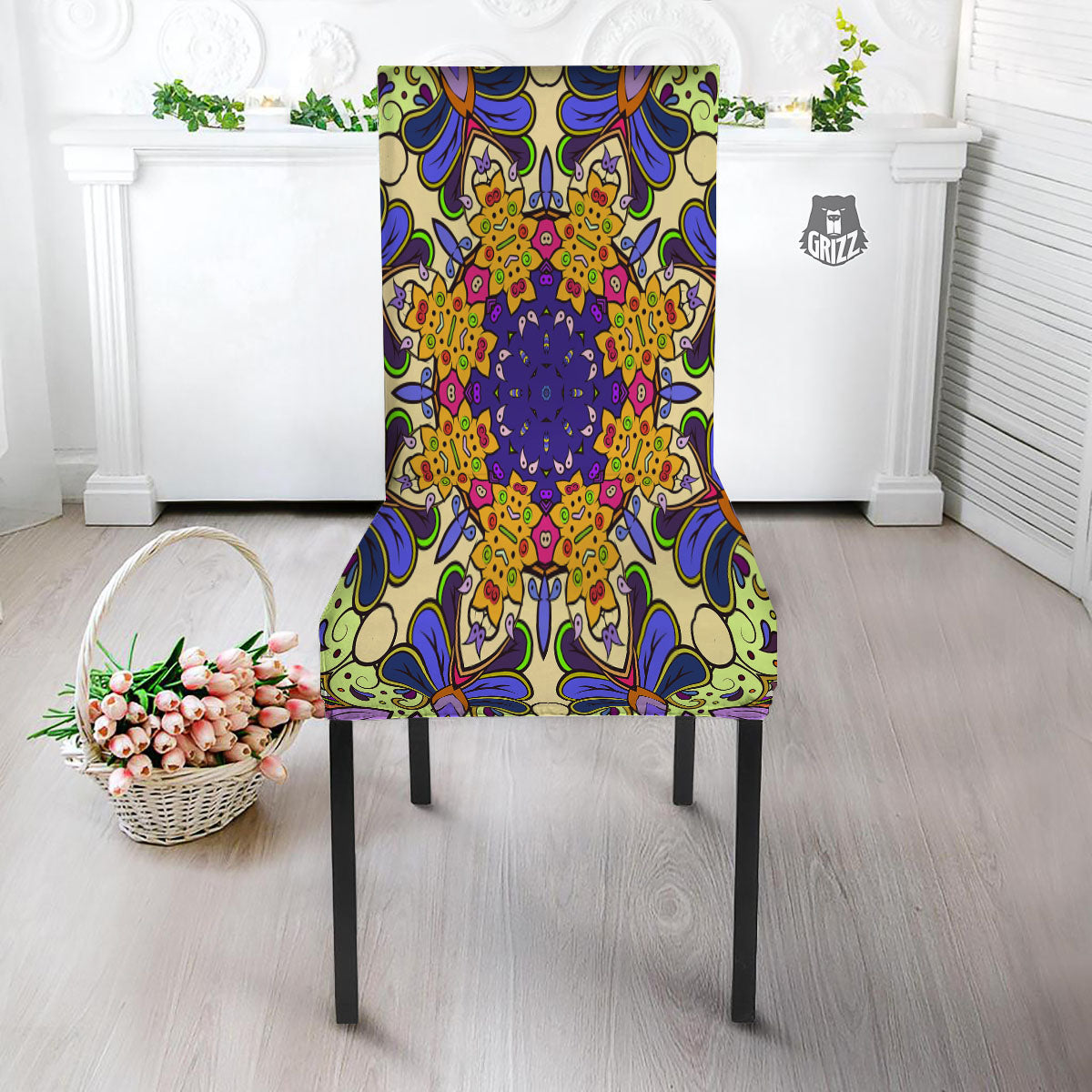 Trippy Psychedelic Ethnic Print Dining Chair Slipcover-grizzshop