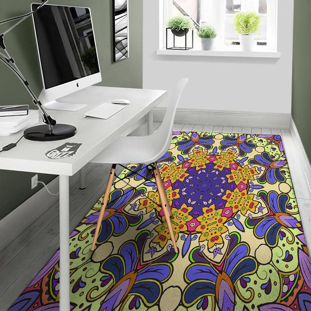 Trippy Psychedelic Ethnic Print Floor Mat-grizzshop