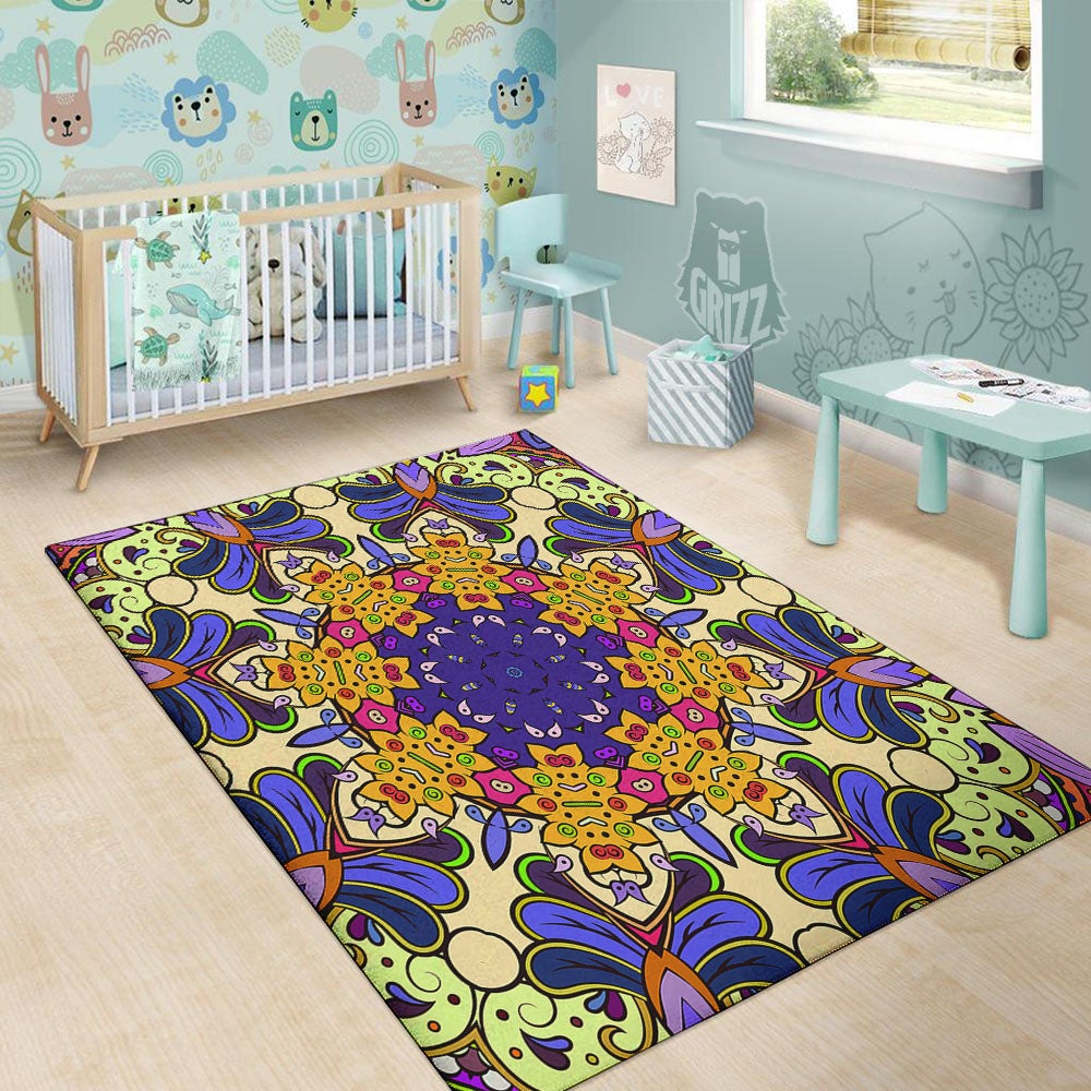 Trippy Psychedelic Ethnic Print Floor Mat-grizzshop