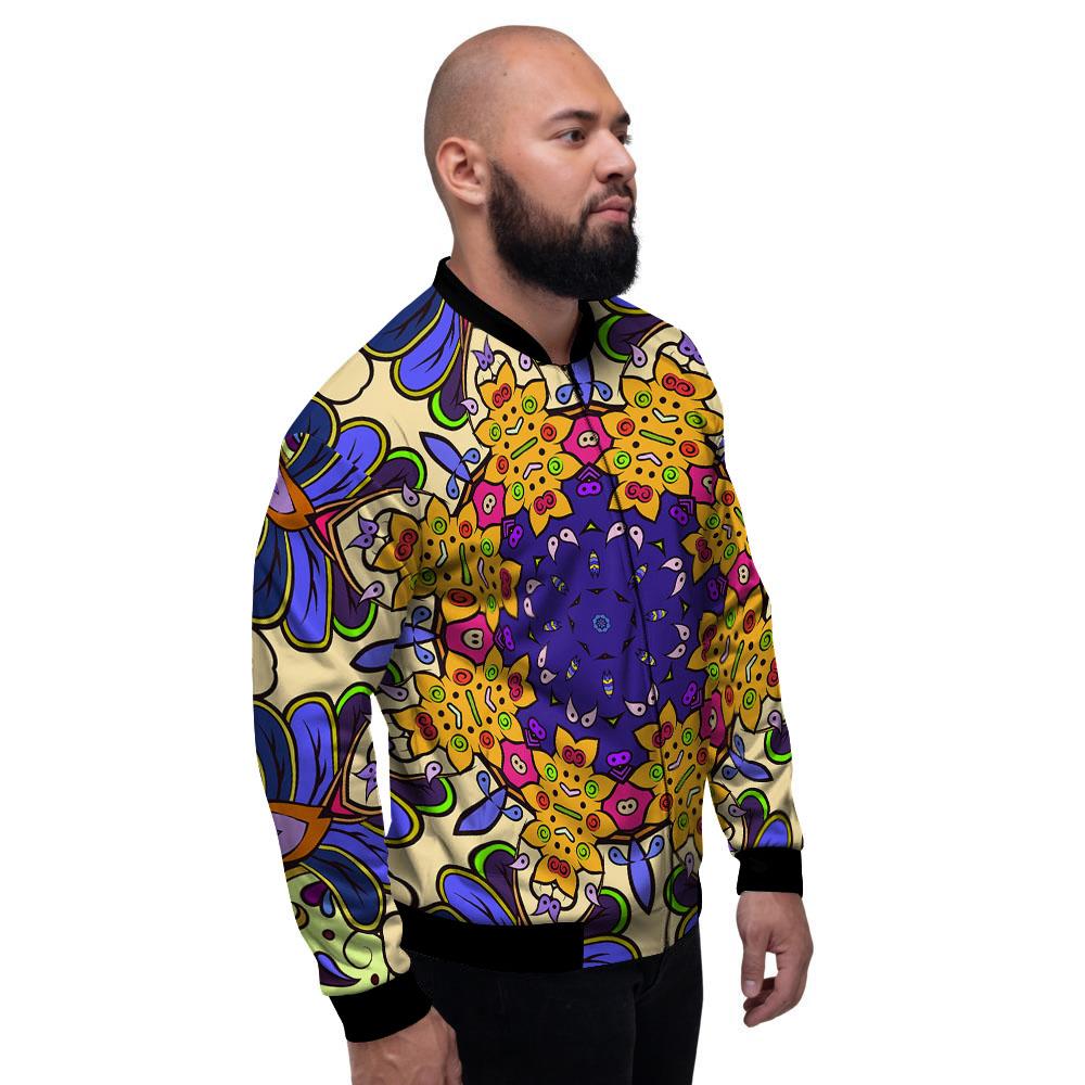 Trippy Psychedelic Ethnic Print Men's Bomber Jacket-grizzshop
