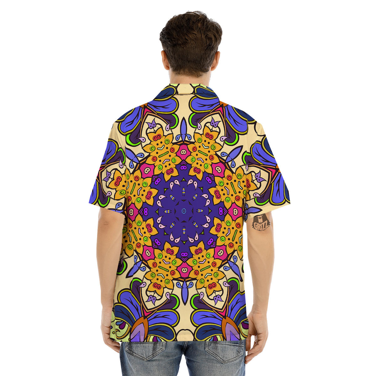 Trippy Psychedelic Ethnic Print Men's Hawaiian Shirt-grizzshop