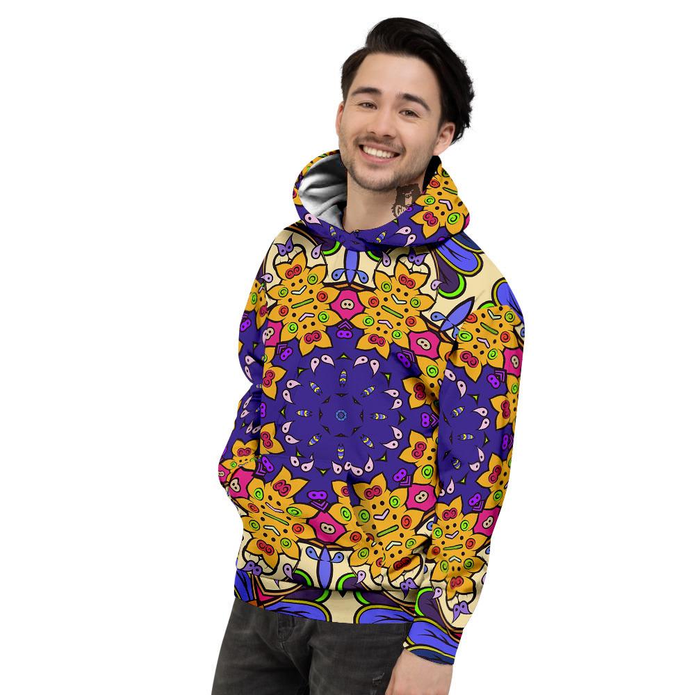 Trippy Psychedelic Ethnic Print Men's Hoodie-grizzshop