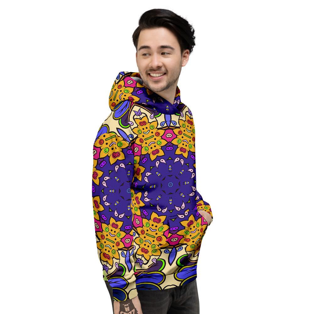 Trippy Psychedelic Ethnic Print Men's Hoodie-grizzshop