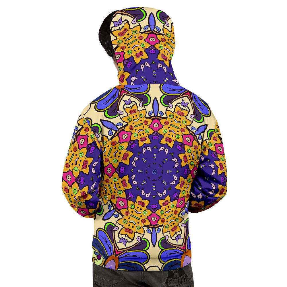 Trippy Psychedelic Ethnic Print Men's Hoodie-grizzshop