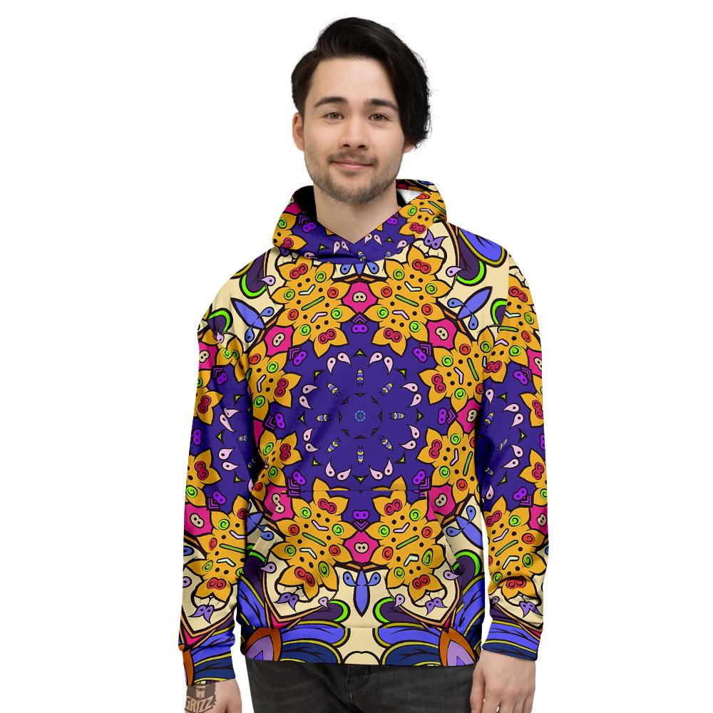 Trippy Psychedelic Ethnic Print Men's Hoodie-grizzshop