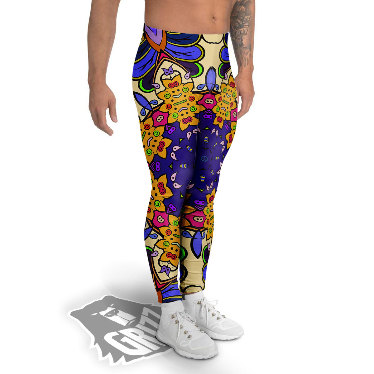 Trippy Psychedelic Ethnic Print Men's Leggings-grizzshop