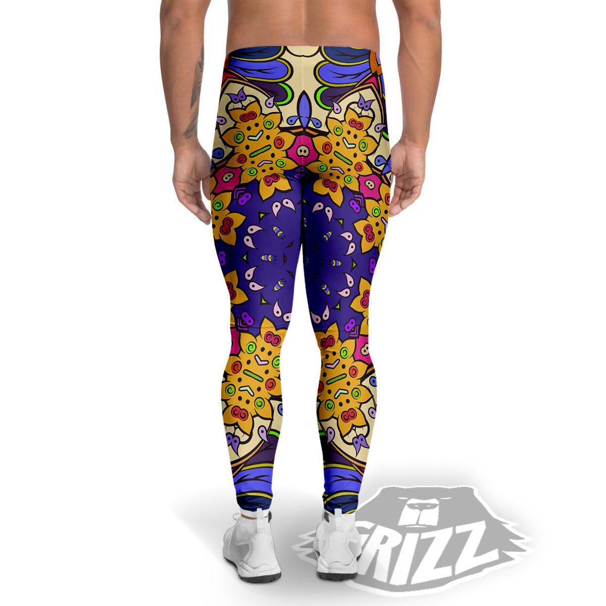 Trippy Psychedelic Ethnic Print Men's Leggings-grizzshop