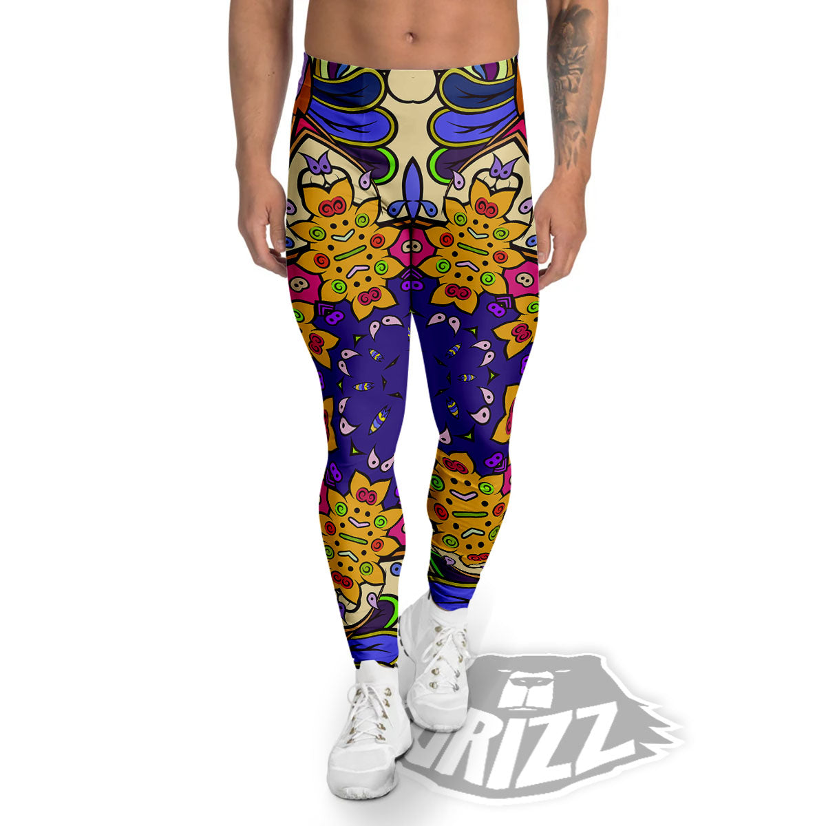 Trippy Psychedelic Ethnic Print Men's Leggings-grizzshop