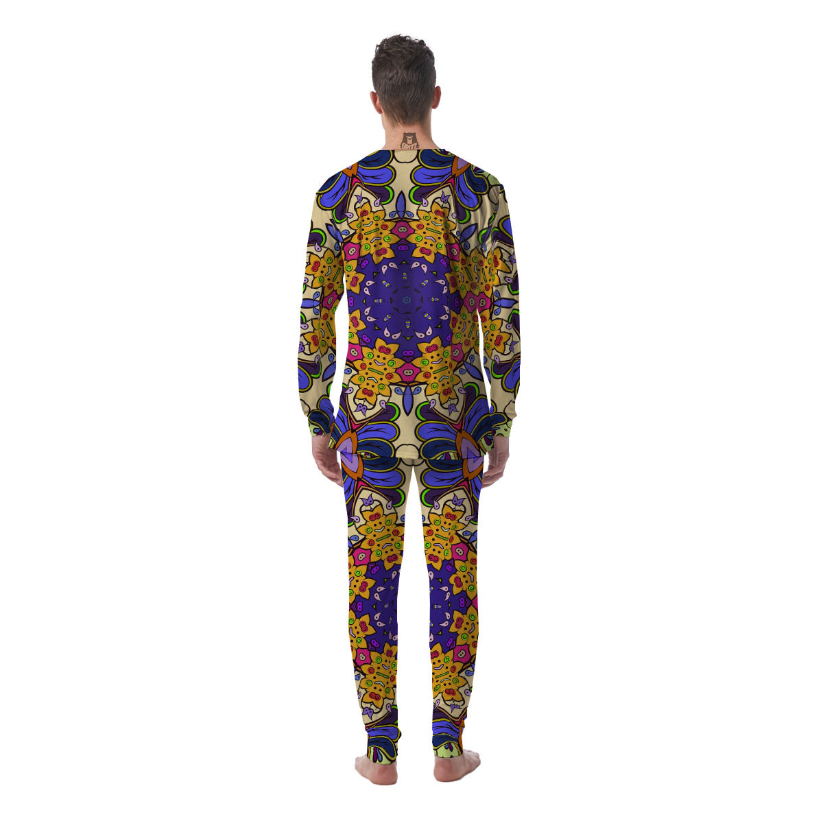 Trippy Psychedelic Ethnic Print Men's Pajamas-grizzshop