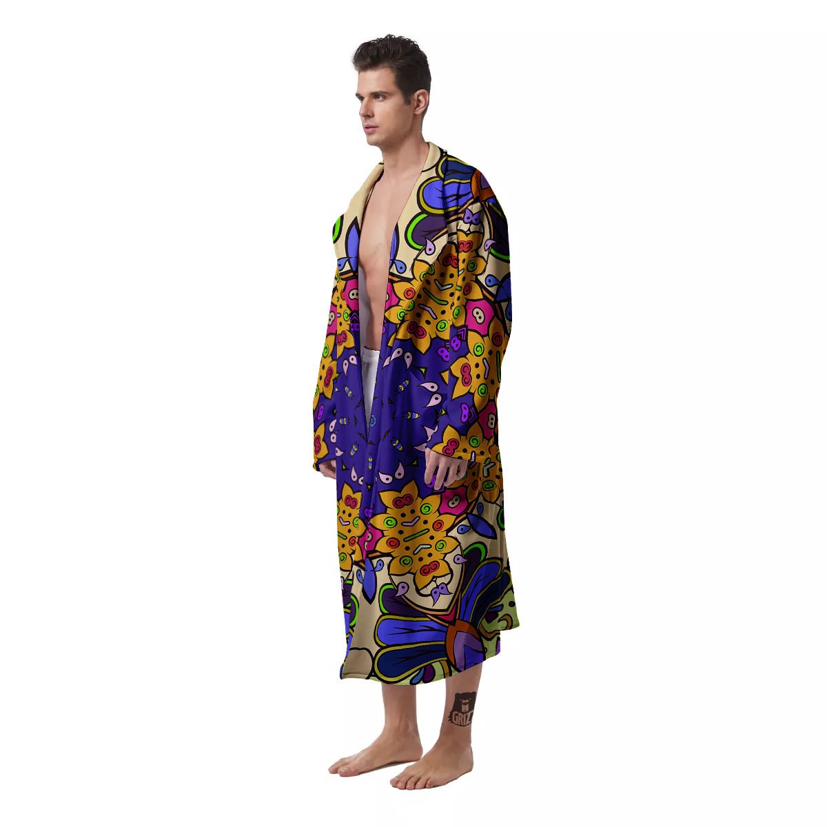 Trippy Psychedelic Ethnic Print Men's Robe-grizzshop