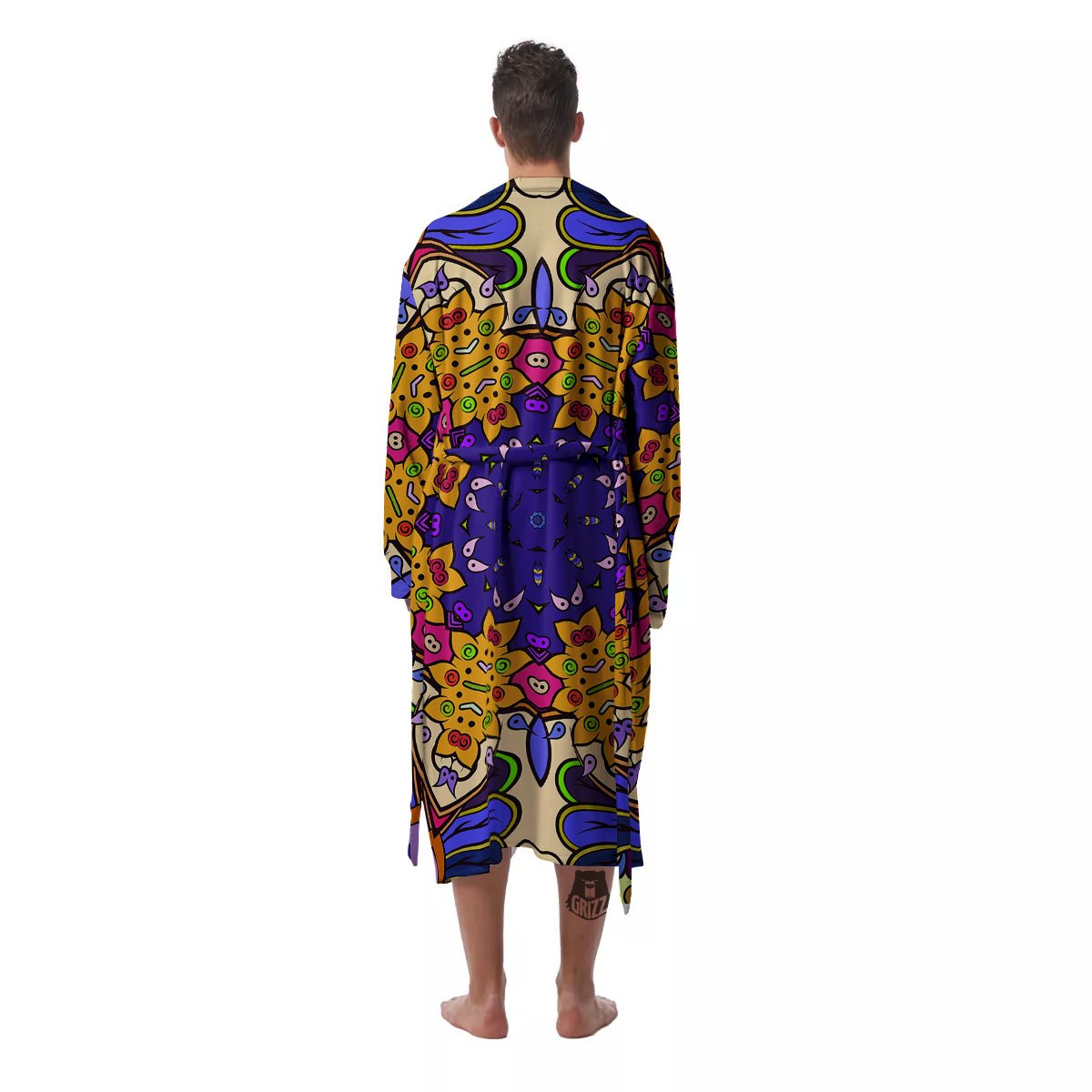 Trippy Psychedelic Ethnic Print Men's Robe-grizzshop