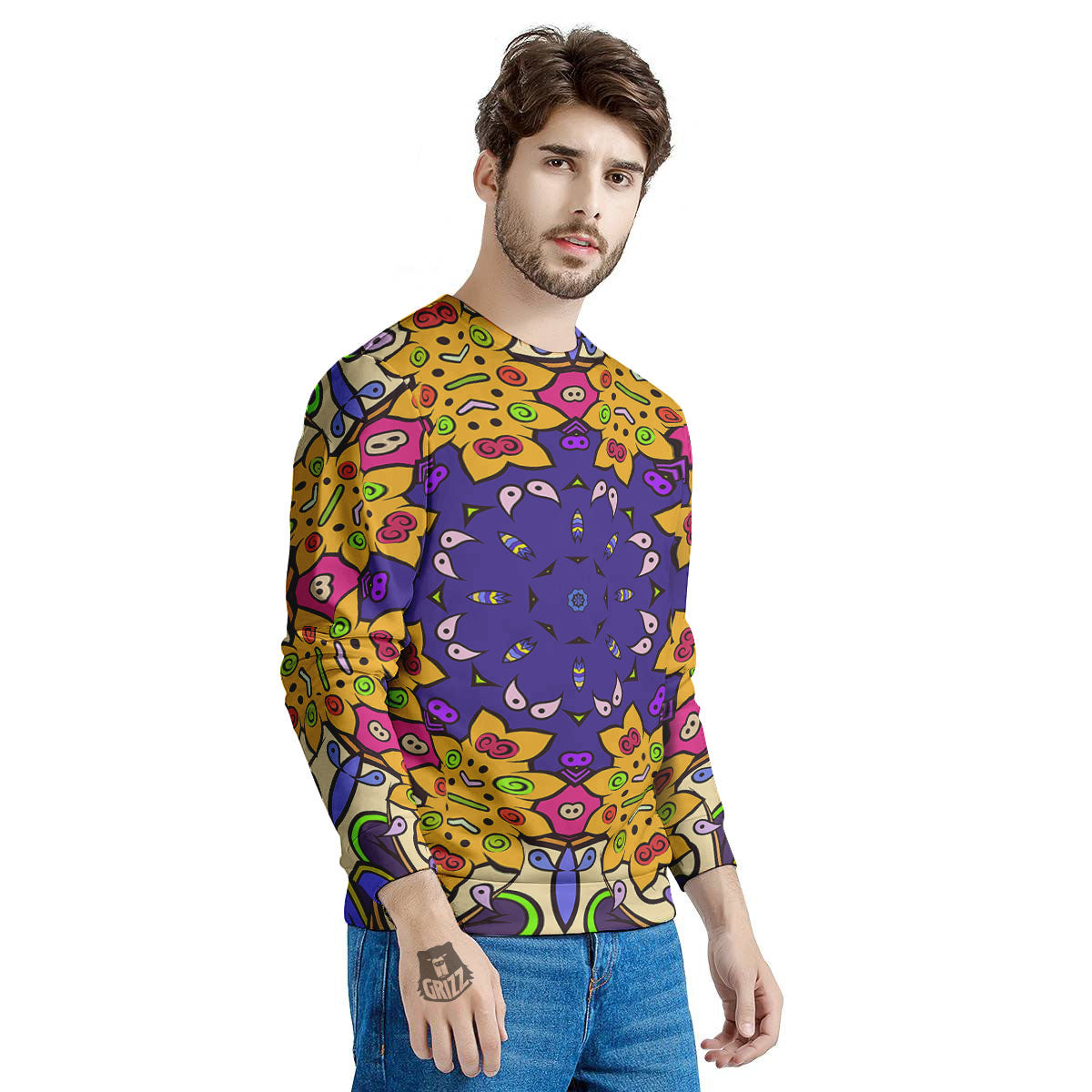 Trippy Psychedelic Ethnic Print Men's Sweatshirt-grizzshop