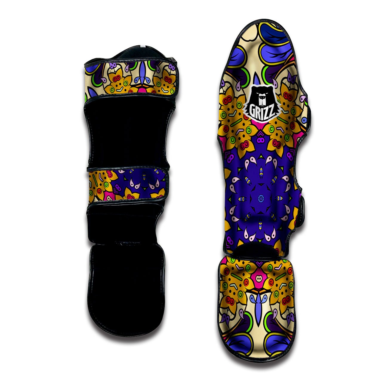 Trippy Psychedelic Ethnic Print Muay Thai Shin Guards-grizzshop