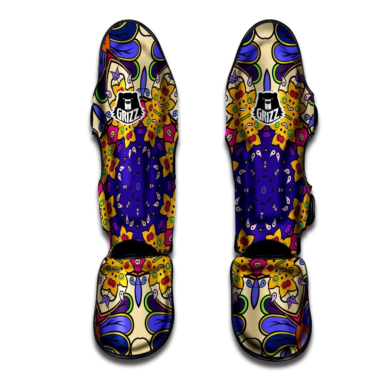 Trippy Psychedelic Ethnic Print Muay Thai Shin Guards-grizzshop