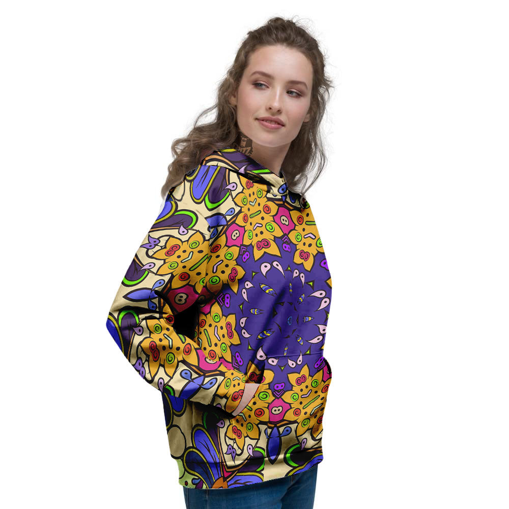 Trippy Psychedelic Ethnic Print Women's Hoodie-grizzshop
