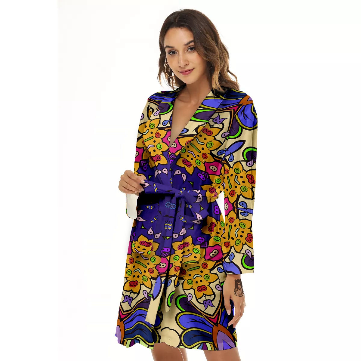 Trippy Psychedelic Ethnic Print Women's Robe-grizzshop
