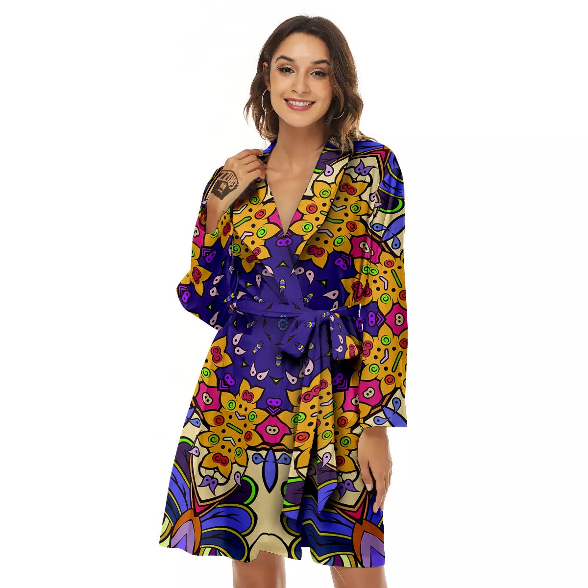 Trippy Psychedelic Ethnic Print Women's Robe-grizzshop