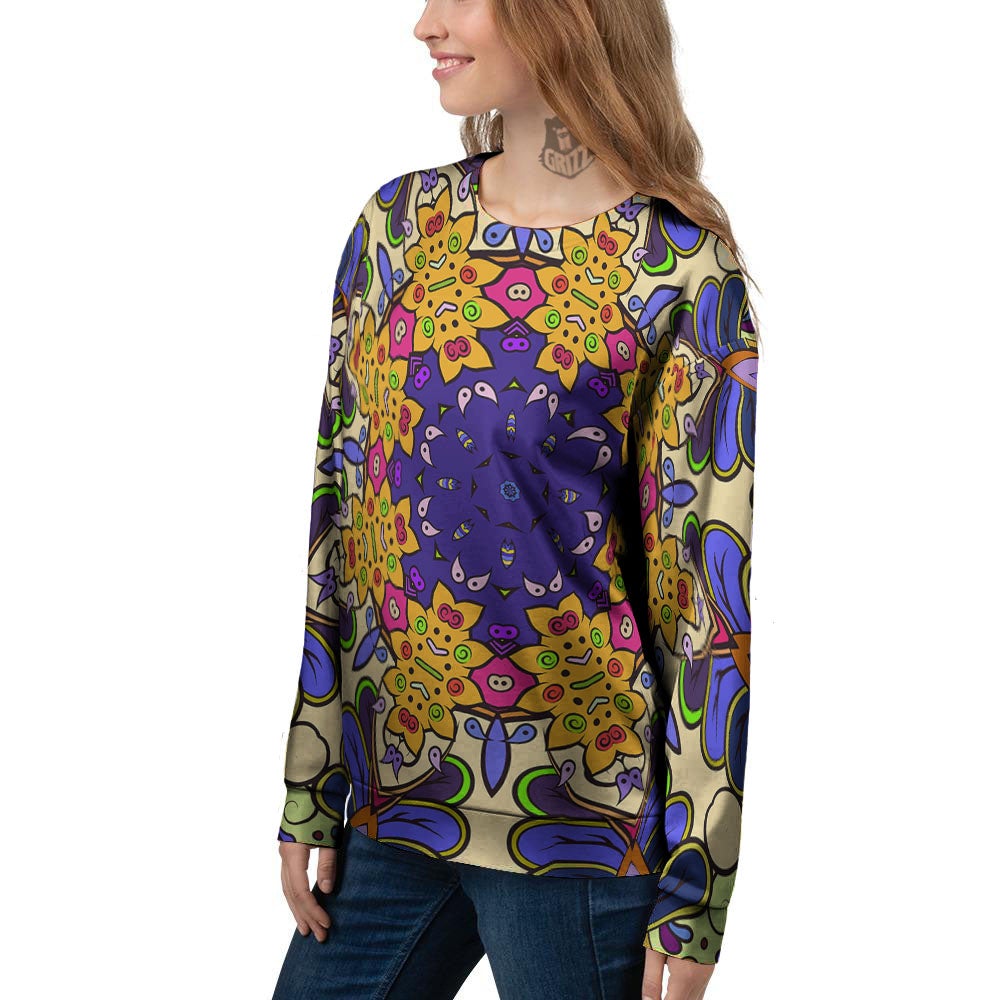 Trippy Psychedelic Ethnic Print Women's Sweatshirt-grizzshop