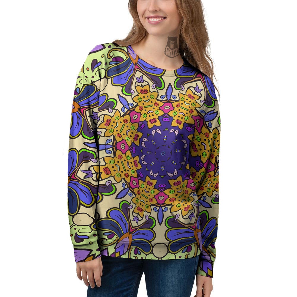 Trippy Psychedelic Ethnic Print Women's Sweatshirt-grizzshop