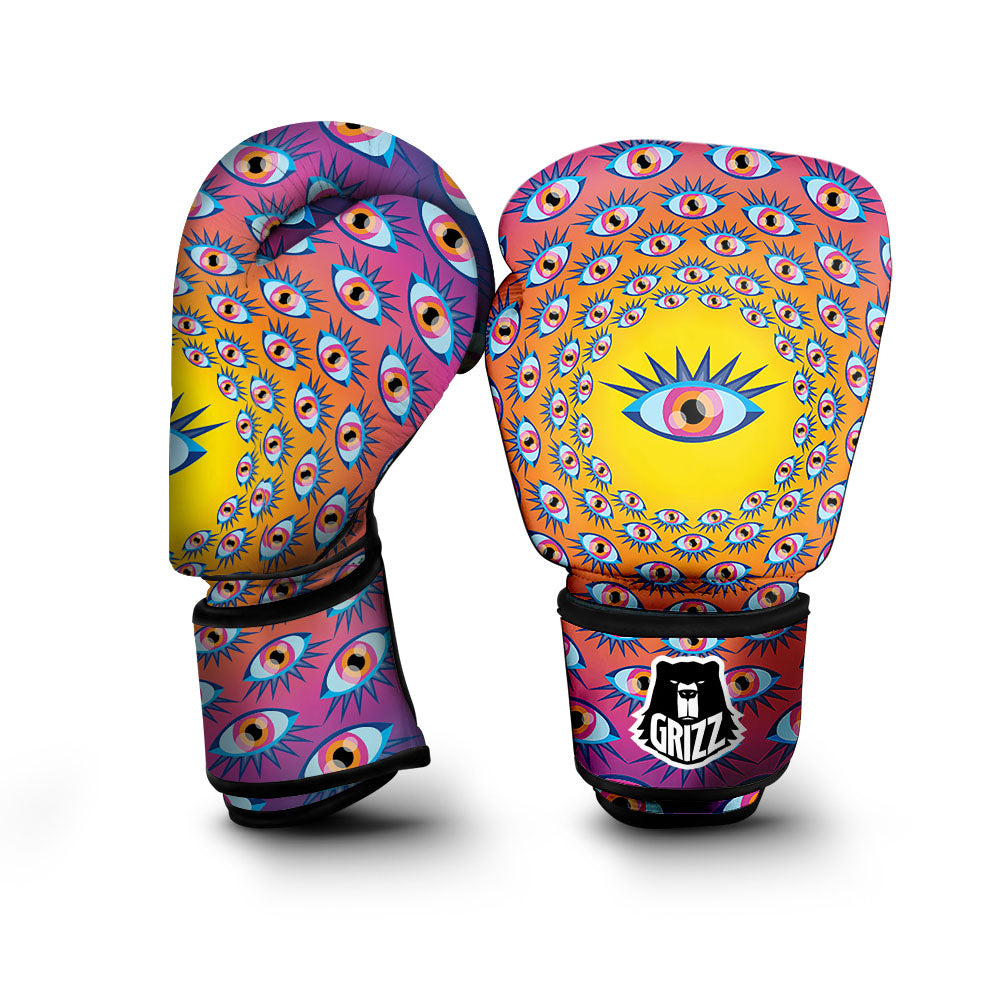 Trippy Psychedelic Eyes Print Boxing Gloves-grizzshop