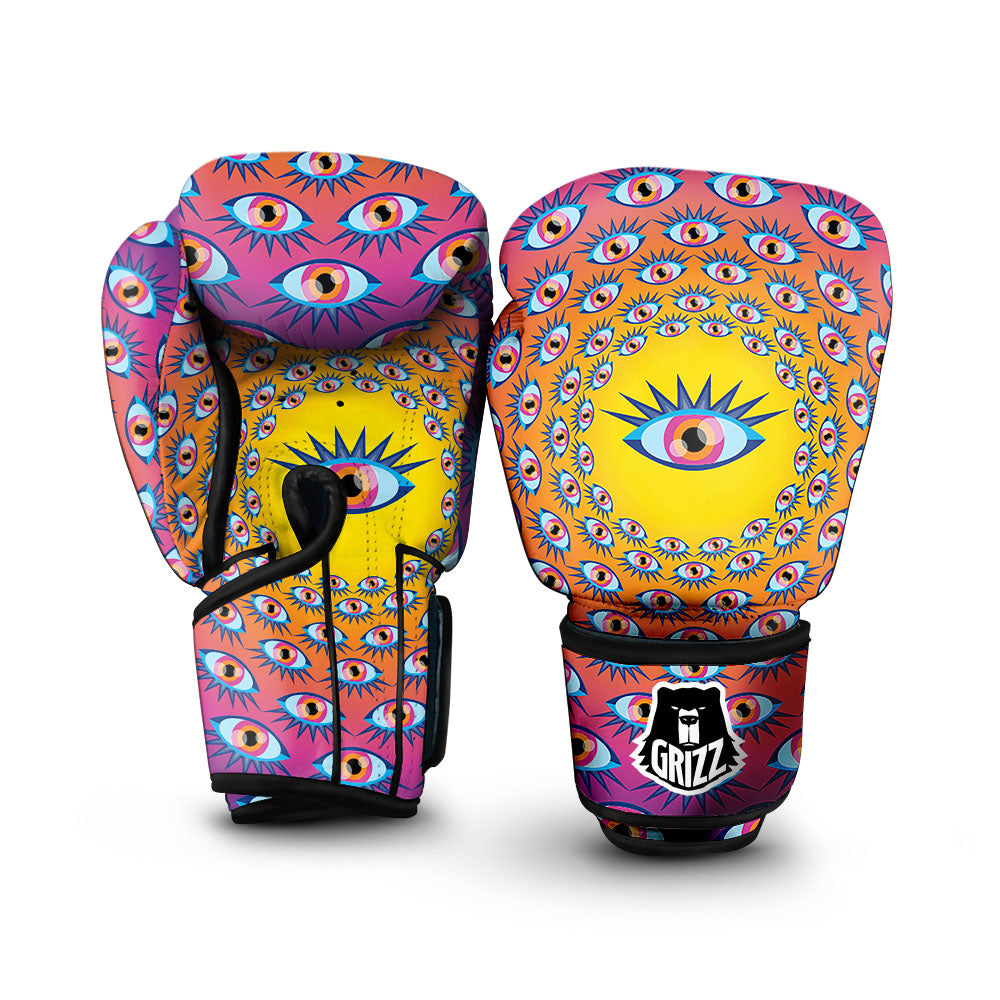 Trippy Psychedelic Eyes Print Boxing Gloves-grizzshop
