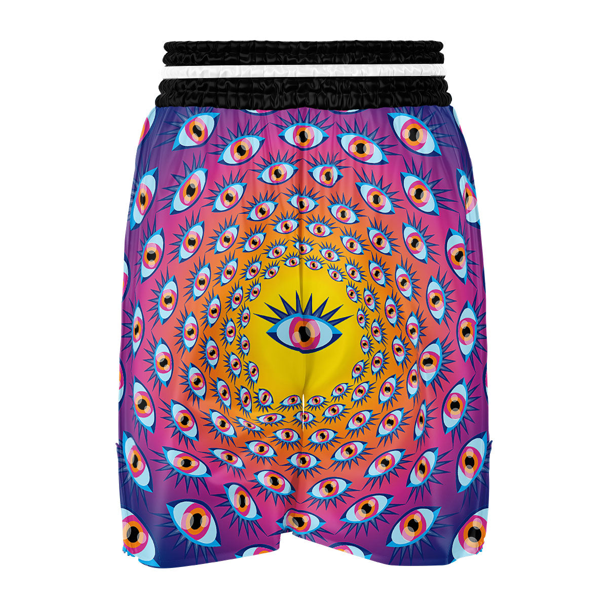 Trippy Psychedelic Eyes Print Boxing Shorts-grizzshop