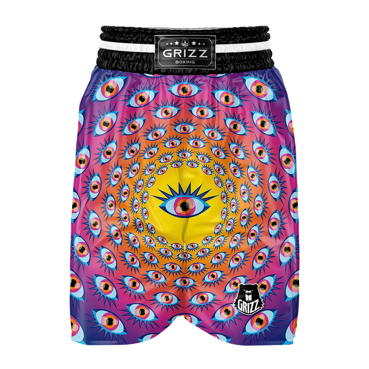 Trippy Psychedelic Eyes Print Boxing Shorts-grizzshop
