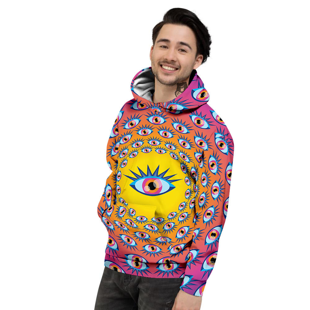 Trippy Psychedelic Eyes Print Men's Hoodie-grizzshop